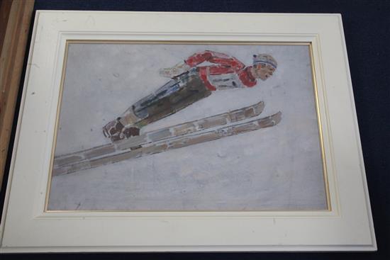 Grigory Andrevitch Shpoinko (1926-2007) Ski jumper 18 x 26in.